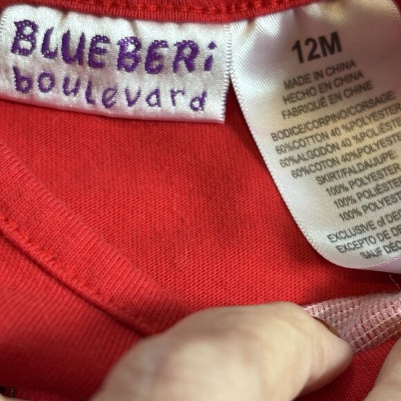 BlueBeri Boulevard Red Christmas Reindeer Sequin Dress Girls size 12 months - Picture 7 of 12